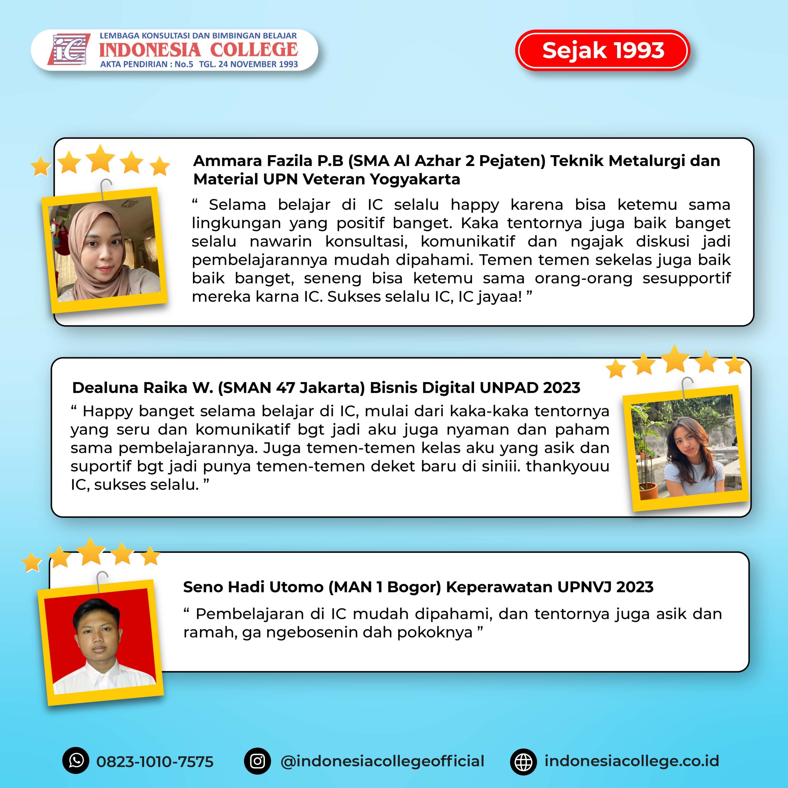 Testimoni Siswa Indonesia College - Lulus PTN 2023